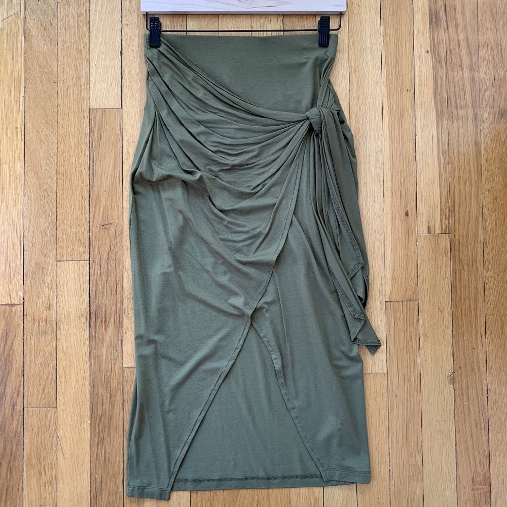 NWT ASOS Olive Green Knit Stetch Wrap Skirt Size 6